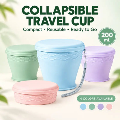 Copo Dobrável de Silicone Portátil para Viagens – Compacto e Fácil de Levar
