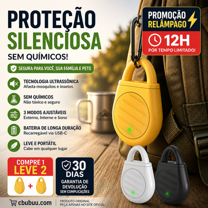 🦟✨ Repelente Ultrassônico Portátil – Proteção sem produtos químicos contra mosquitos e insetos em qualquer lugar
